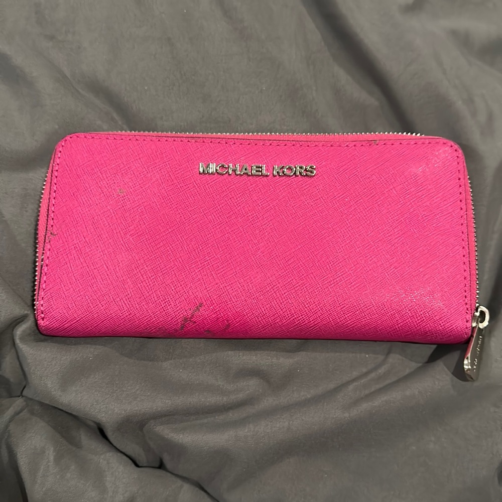 Michael Kors hot pink zip around Wallet